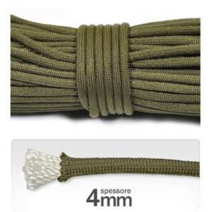 Cordino 4 mm "paracord" poliestere (3 metri) - Verde militare