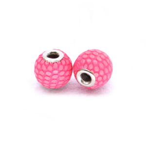 Perla ciambella similpelle pitonata (2 pezzi) 14 mm - Fuxia