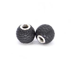 Perla ciambella similpelle pitonata (2 pezzi) 14 mm - Nero