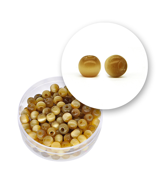 Perle vetro "occhi di gatto" (23 grammi) Ø 5 mm - Marrone