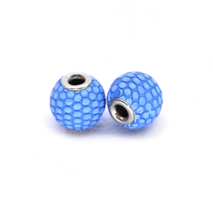 Perla ciambella similpelle pitonata (2 pezzi) 14 mm - Turchese