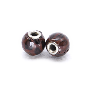 Perla ciambella similpelle maculata (2 pezzi) 14 mm - Marrone