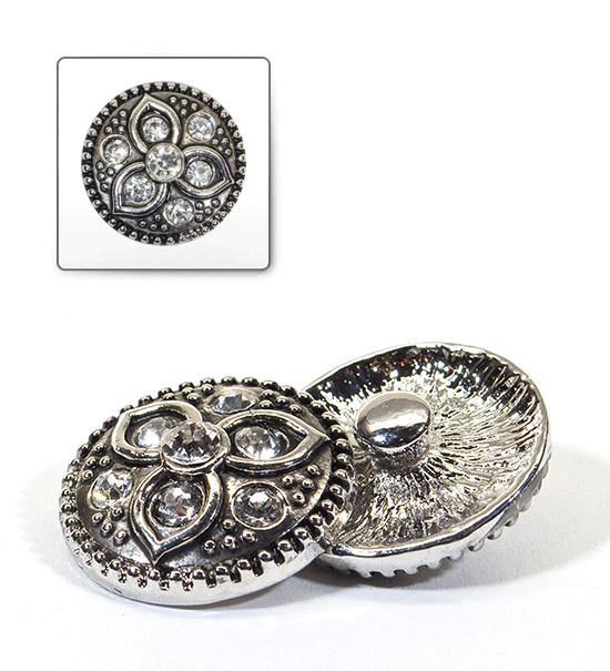 1 pz. Bottone decorativo "Funny" 20 mm - Argento