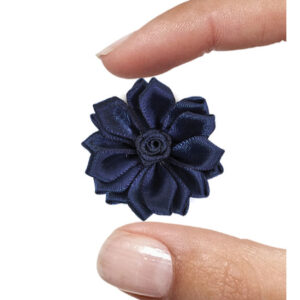 fiore mm. 35 con petali raso e rosellina centrale - col. Blu