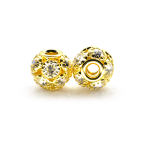 Perla ciambella strass (2 pezzi) 13 mm รธ - Oro
