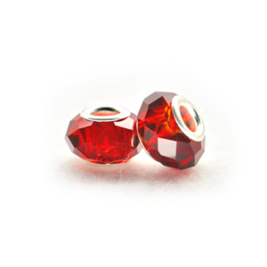 Perla ciambella sfacettata (2 pezzi) 14x10 mm - Rosso