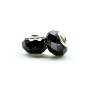 Perla ciambella sfacettata (2 pezzi) 14x10 mm - Nero