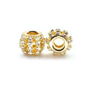 Perla ciambella strass (2 pezzi) 12x10 mm - Oro