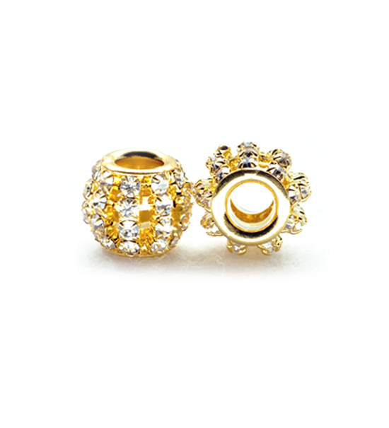 Perla ciambella strass (2 pezzi) 10x7 mm - Oro