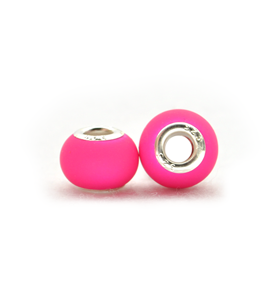 Perla ciambella fluorescente (2 pezzi) 14x10 mm - Fuxia