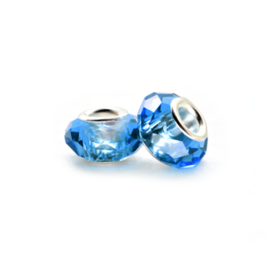 Perla ciambella sfacettata (2 pezzi) 14x10 mm - Cielo