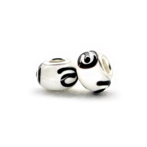 Perla ciambella decorata (2 pezzi) 14x10 mm - Bianco