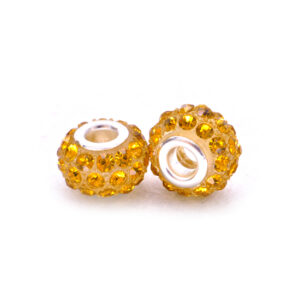 Perla ciambella 36 strass (2 pezzi) 10x12 mm - Giallo