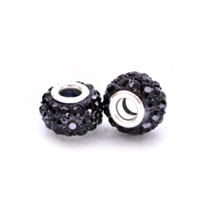 Perla ciambella 36 strass (2 pezzi) 10x12 mm - Nero