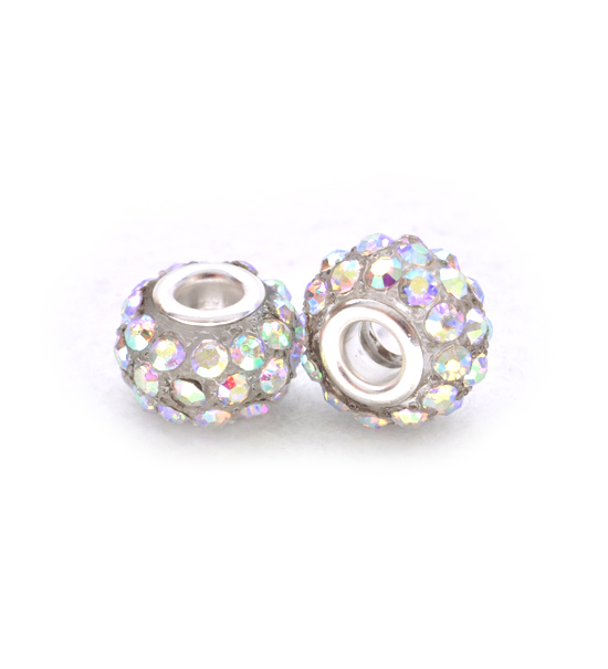 Perla ciambella 36 strass (2 pezzi) 10x12 mm - Argento ab
