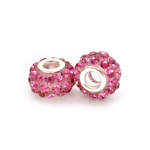 Perla ciambella 36 strass (2 pezzi) 10x12 mm - Fuxia