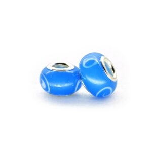 Perla ciambella decorata (2 pezzi) 14x10 mm - Cielo