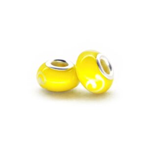 Perla ciambella decorata (2 pezzi) 14x10 mm - Giallo