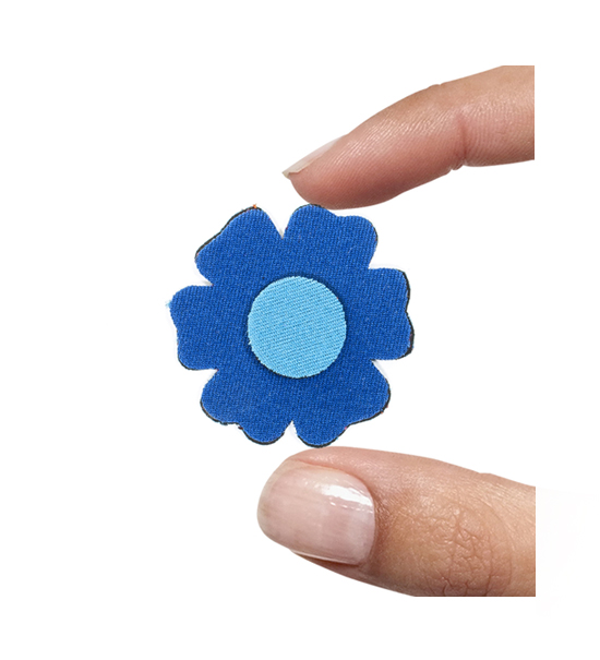 (1 pezzo) Sagoma in neoprene "Fiorellino" - Celeste e blu