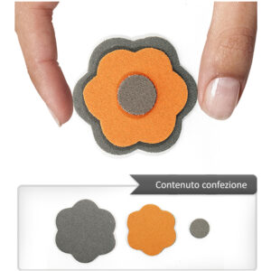 (1 pezzo) Sagoma in neoprene "Fiore" - Grigio e arancio