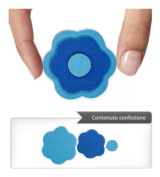 (1 pezzo) Sagoma in neoprene "Fiore" - Celeste e blu