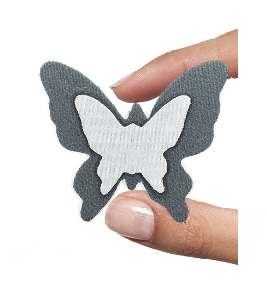 (1 pezzo) Sagoma in neoprene "Farfalla" - Grigio chiaro e scuro