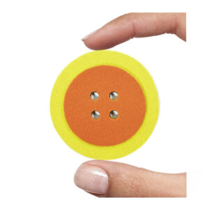(1 pezzo) Sagoma in neoprene "Bottone" - Arancio e giallo