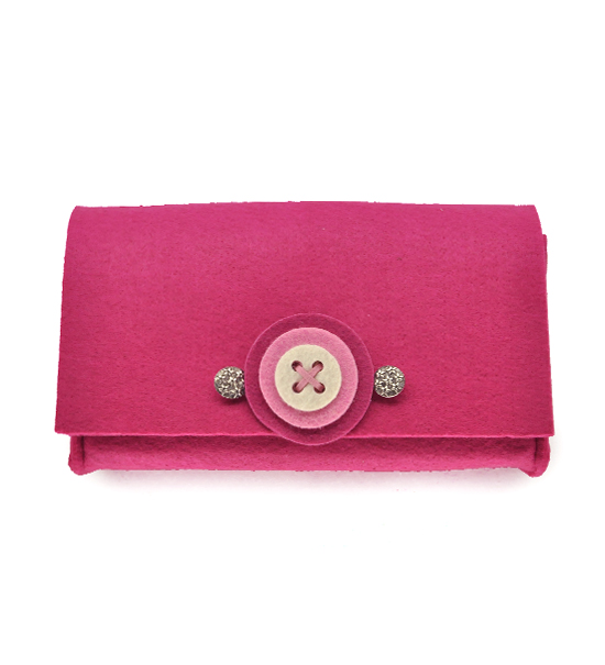 Borsetta in feltro bottone (Kit fai-da-te) - Fuxia