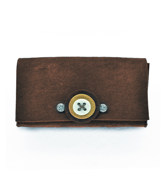 Borsetta in feltro bottone (Kit fai-da-te) - Marrone