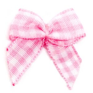 Fiocchetto poliestere a quadretti (Pz. 2) - Rosa baby